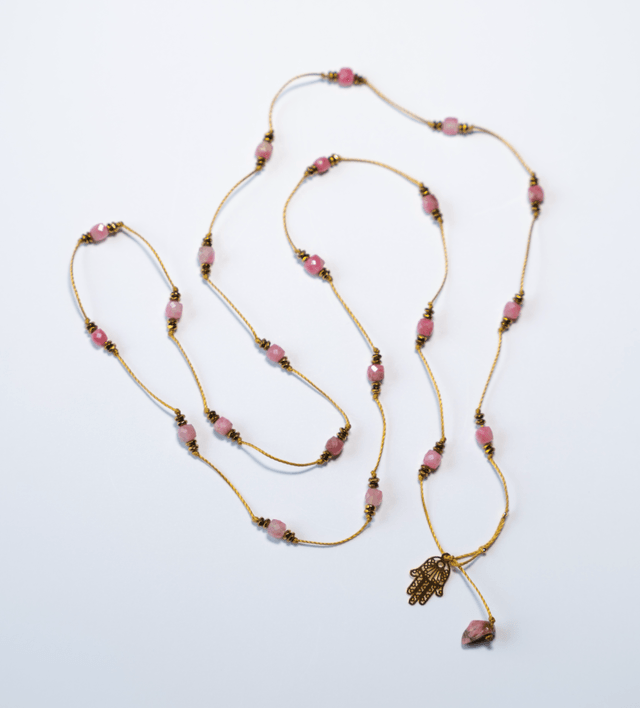 Sautoir ASMA Rodochrosite Rose