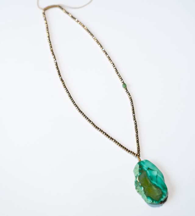 Collier Agate verte