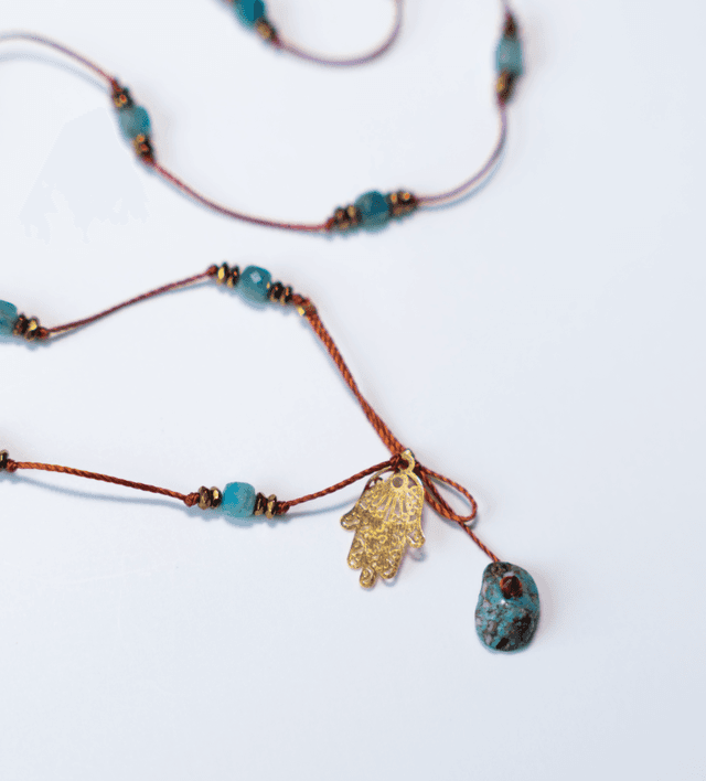 Sautoir ASMA Apatite bleue